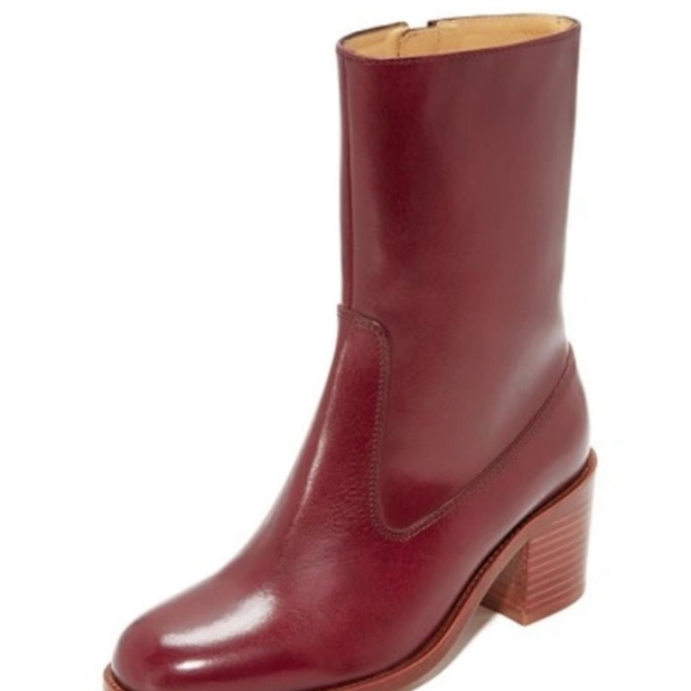APC Eva Leather Ankle Boots In Bordeaux